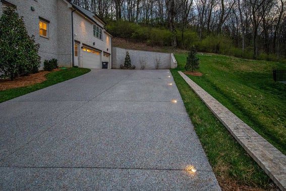 driveway with flush mounted indicator lights