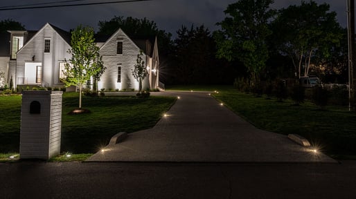 Driveway marker lights in concrete