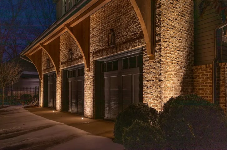 Recessed concrete up lights on garage (1)