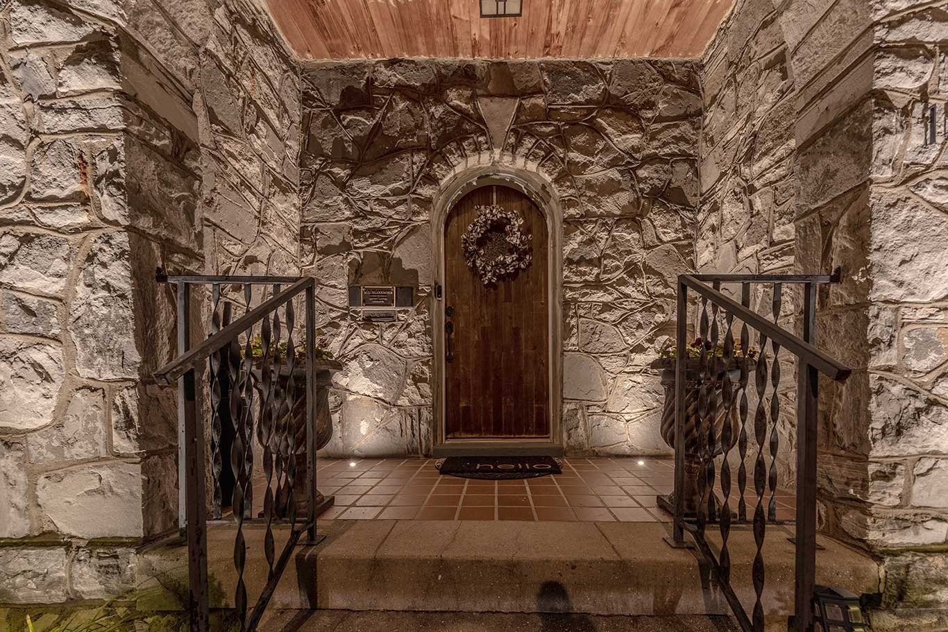 Recessed up lights on patio